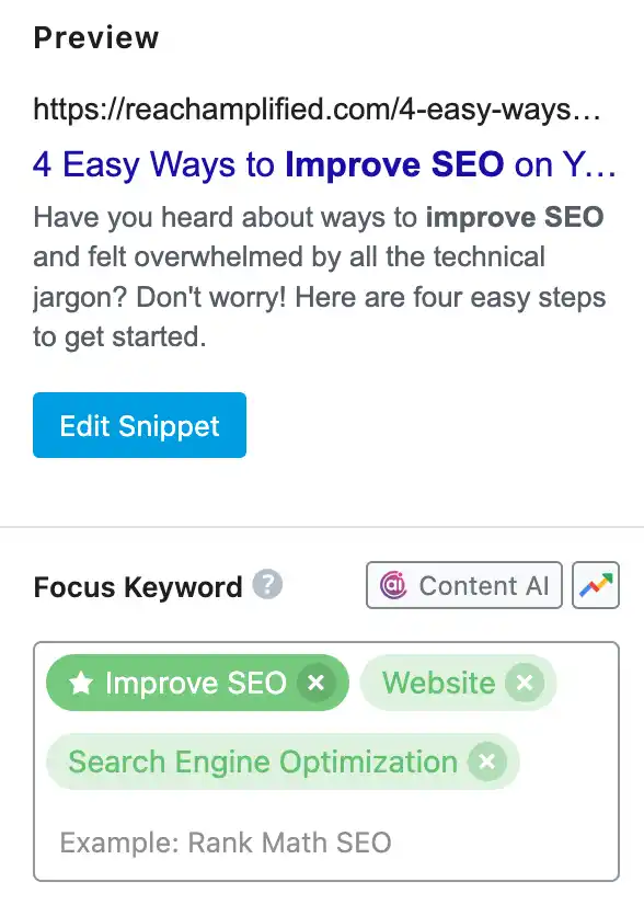 Focus keywords to improve SEO, website, and search engine optimization using Rank Math plugin