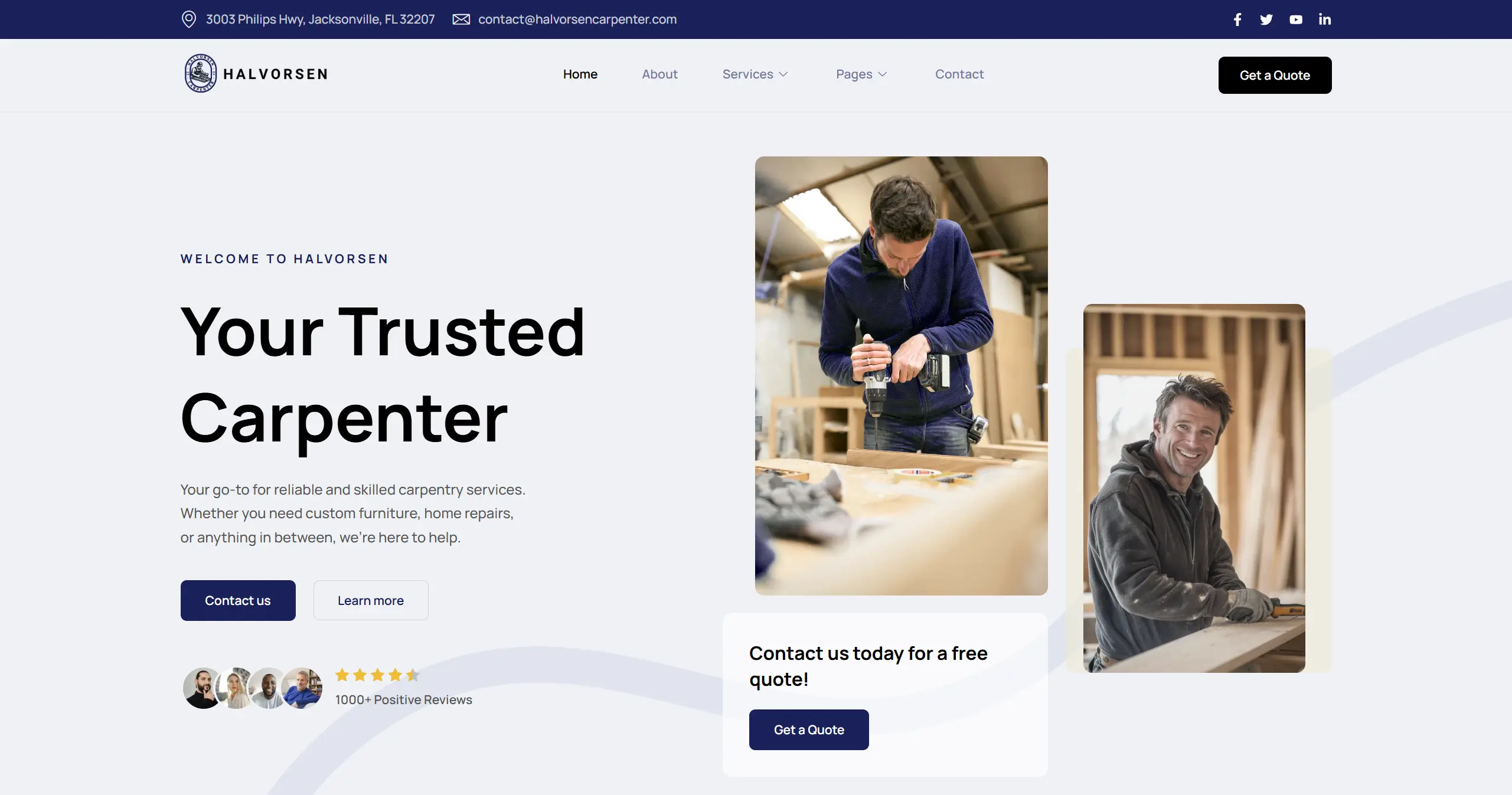 Professional website design case study for Halvorsen Carpenter, showcasing modern and user-friendly web design.