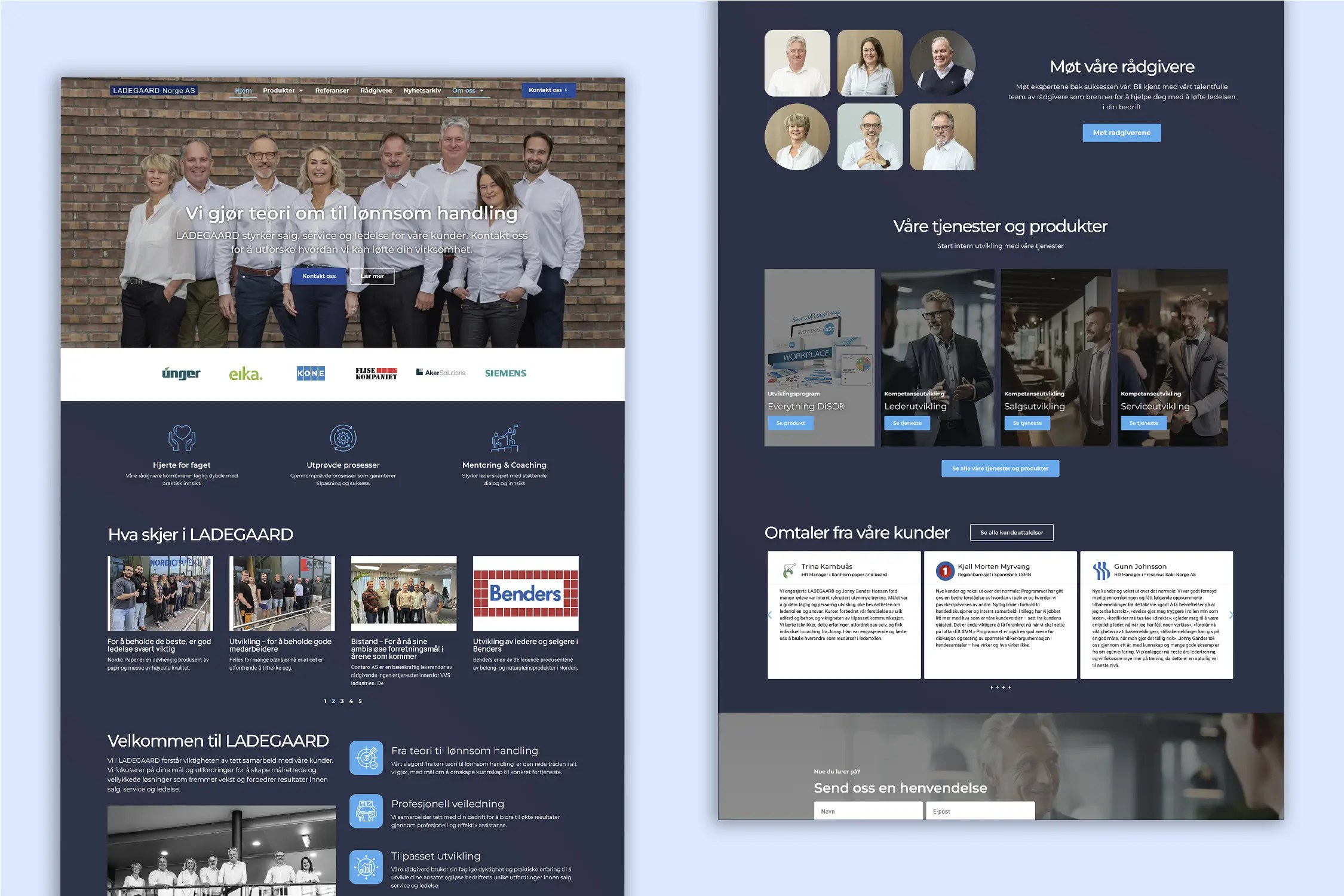 Website design project for Ladegaard Norge, showcasing Reach Amplified's expertise in creating modern business websites.