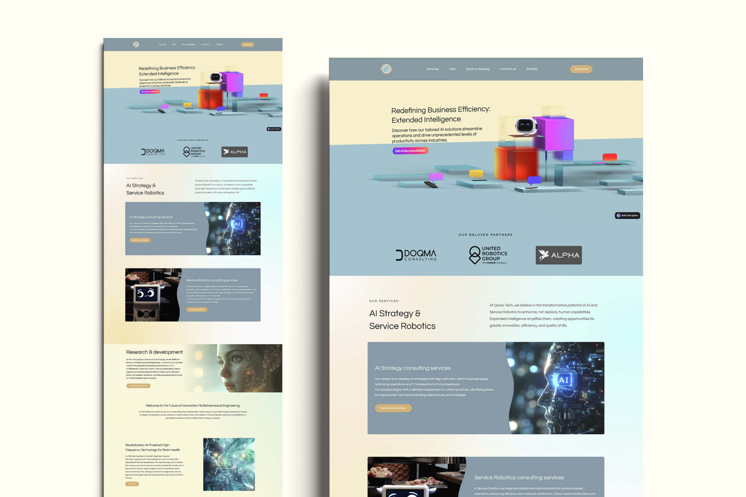 Website design case for Qwow, featuring a 3D hero section and a modern digital marketing strategy.